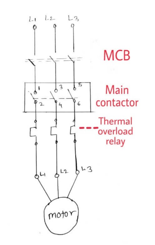 Dol starter power circuit diagram